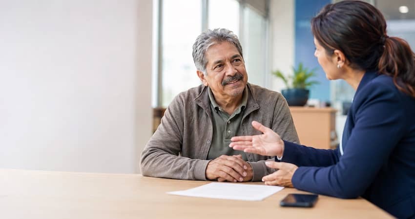 SSI recipient discussing Lifeline eligibility and application details with an advisor
